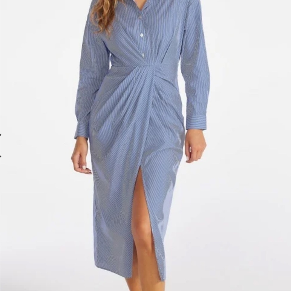 Blue Striped Midi Dress
